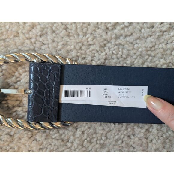 NWT Lane Bryant Navy Blue Textured Belt w/ Silver Buckle Sz 22/24 3XL main image 6